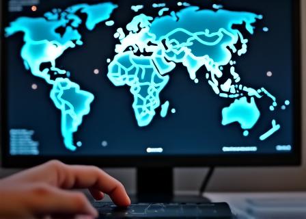 Computerbildschirm mit globaler Karte und Sendungsverfolgung